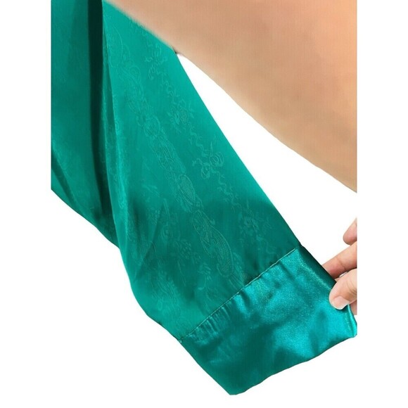 Vintage Victoria's Secret Gold Label Green Satin Kimono Robe Size M - Picture 3 of 7